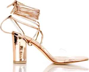 – Gold Block Heeled Sandals with Vinyl Strap – Size 9.5, Party Heels for Spring, Summer & Night Out – Large Sizes, All-Season Fit