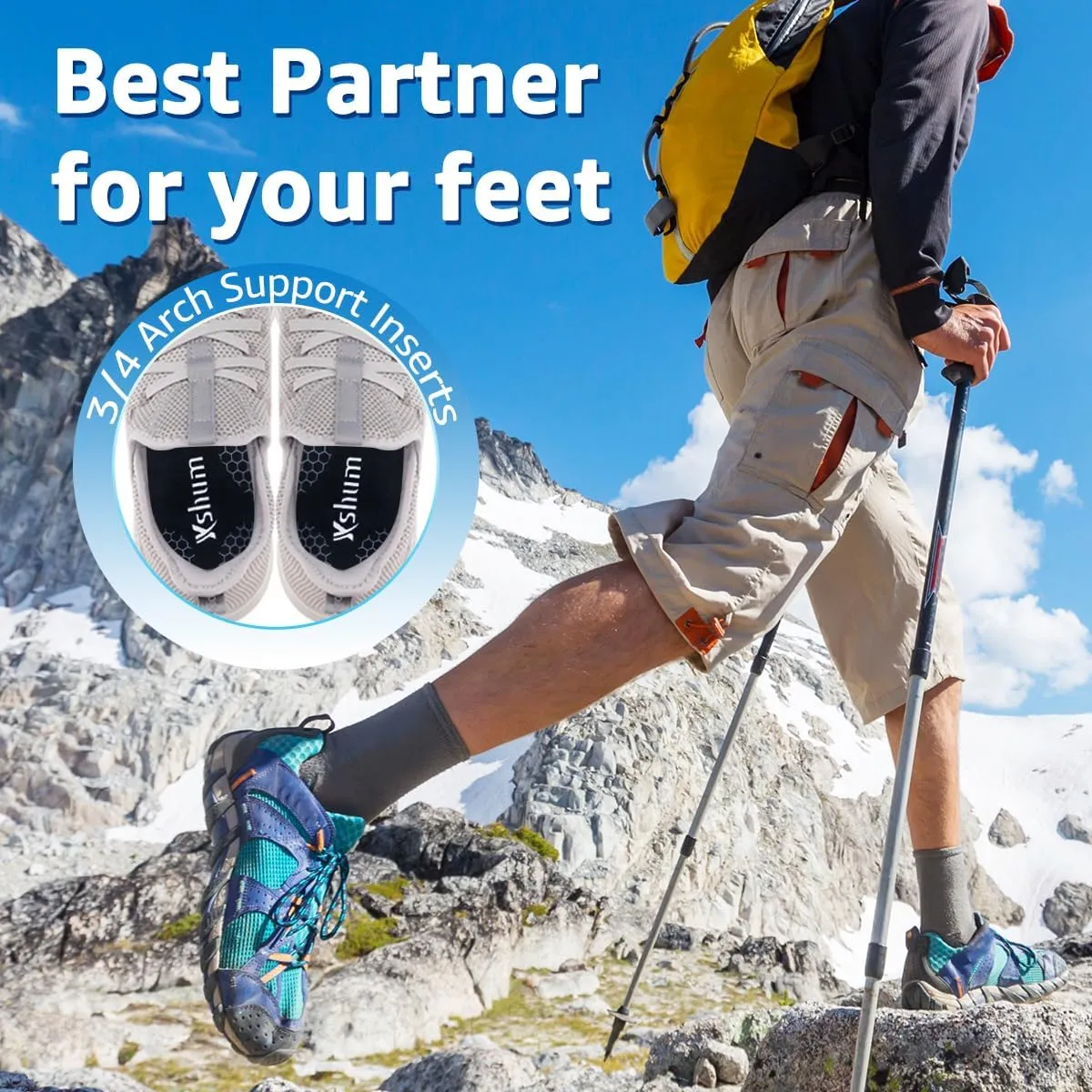 3/4 Orthotic Insoles, Shoe Inserts for Plantar Fasciitis Relief, High Arch Support Inserts for Flat Feet, Over-Pronation and Heel Pain (Medium(Men's 6.5-8.5 / Women's 7.5-9.5))
