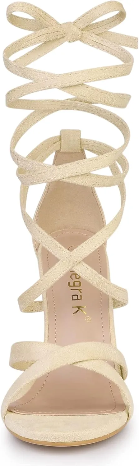 Allegra K Women's Lace Up Heels Stiletto High Heel Sandals
