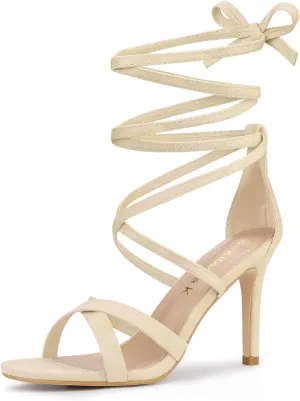 Allegra K Women's Lace Up Heels Stiletto High Heel Sandals