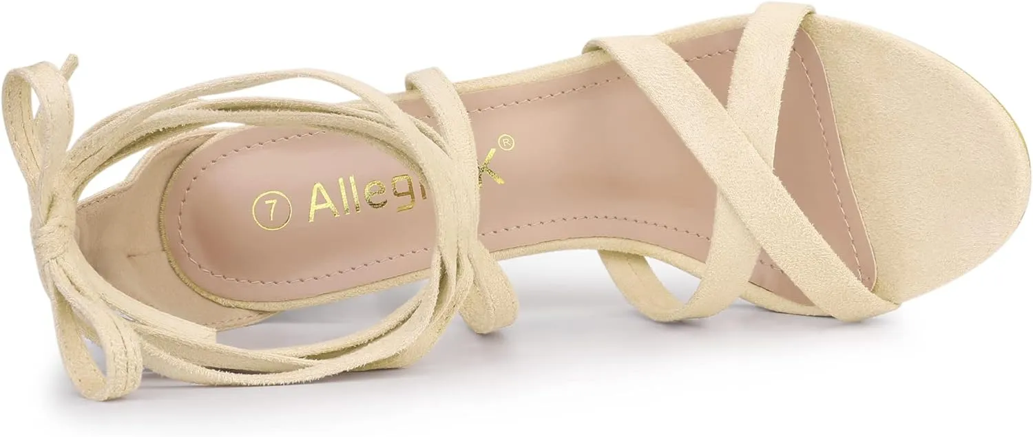 Allegra K Women's Lace Up Heels Stiletto High Heel Sandals