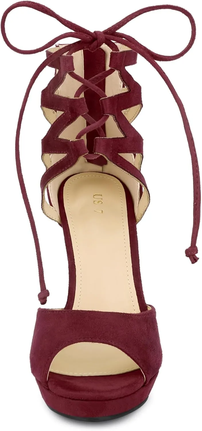 Allegra K Women's Platform Gladiator Strappy Open Toe Stiletto High Heel Sandals