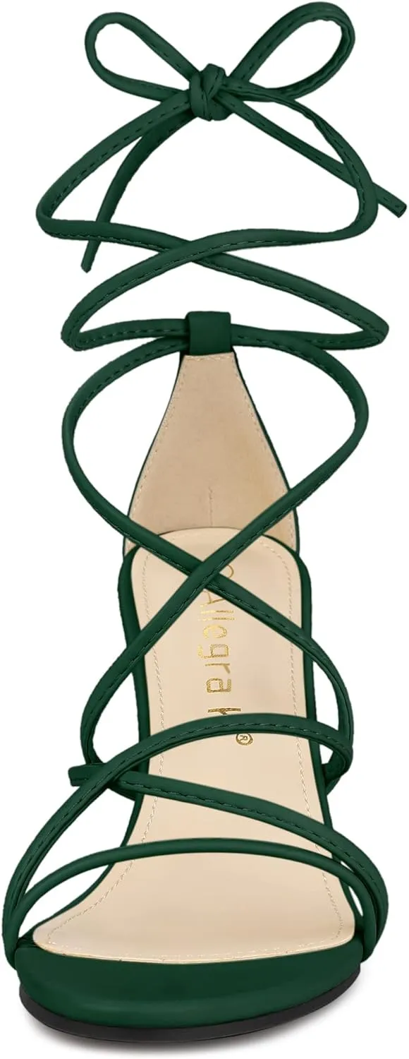 Allegra K Women's Wedge Heels Lace Up Strappy Low Wedges Sandals