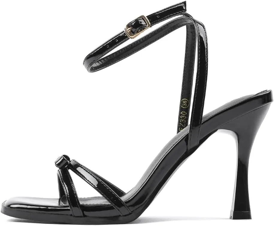 Amoji Women's 4 Inch Bow Heels Ankle Strap for Wedding Party Dress Shoes 330