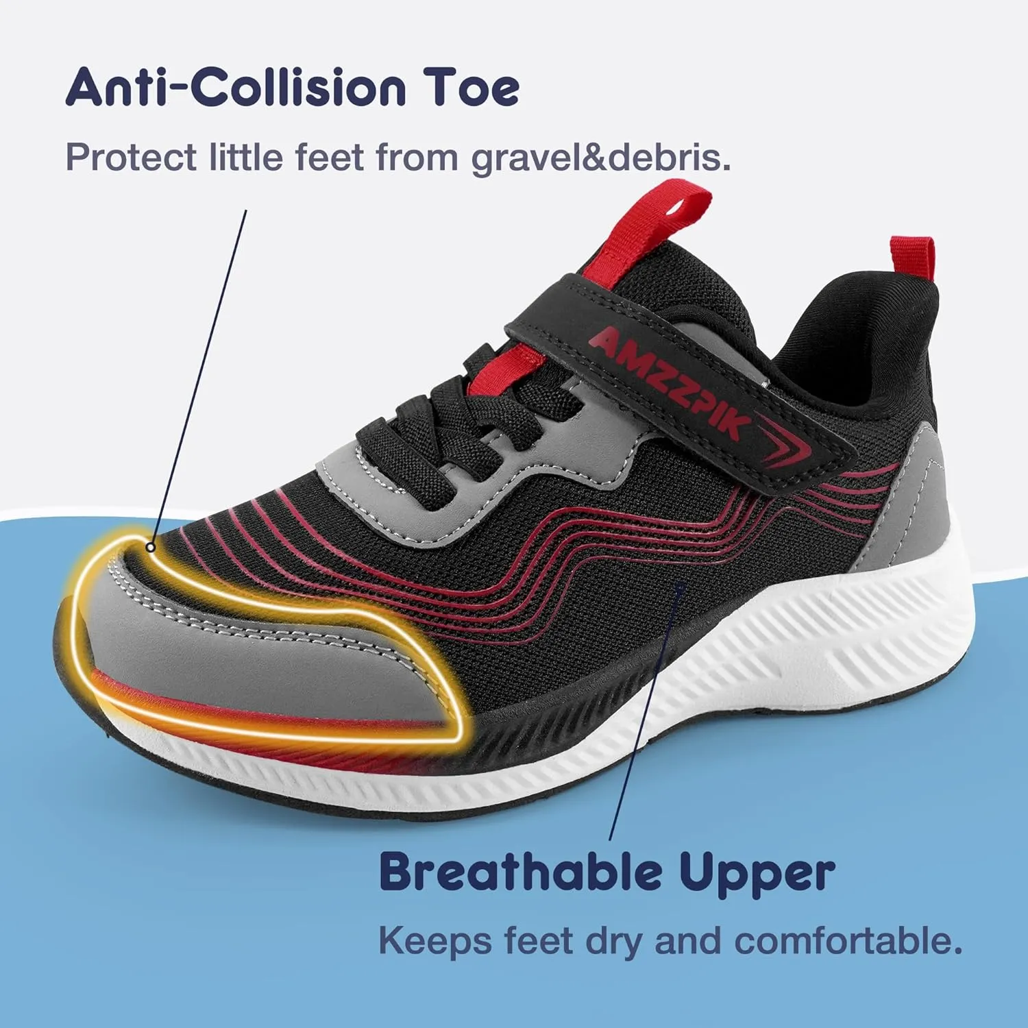 AMZZPIK Boys Girls Tennis Shoes Kids Slip On Sneakers Lightweight Running Walking Sports Shoe for Little Kid/Big Kid