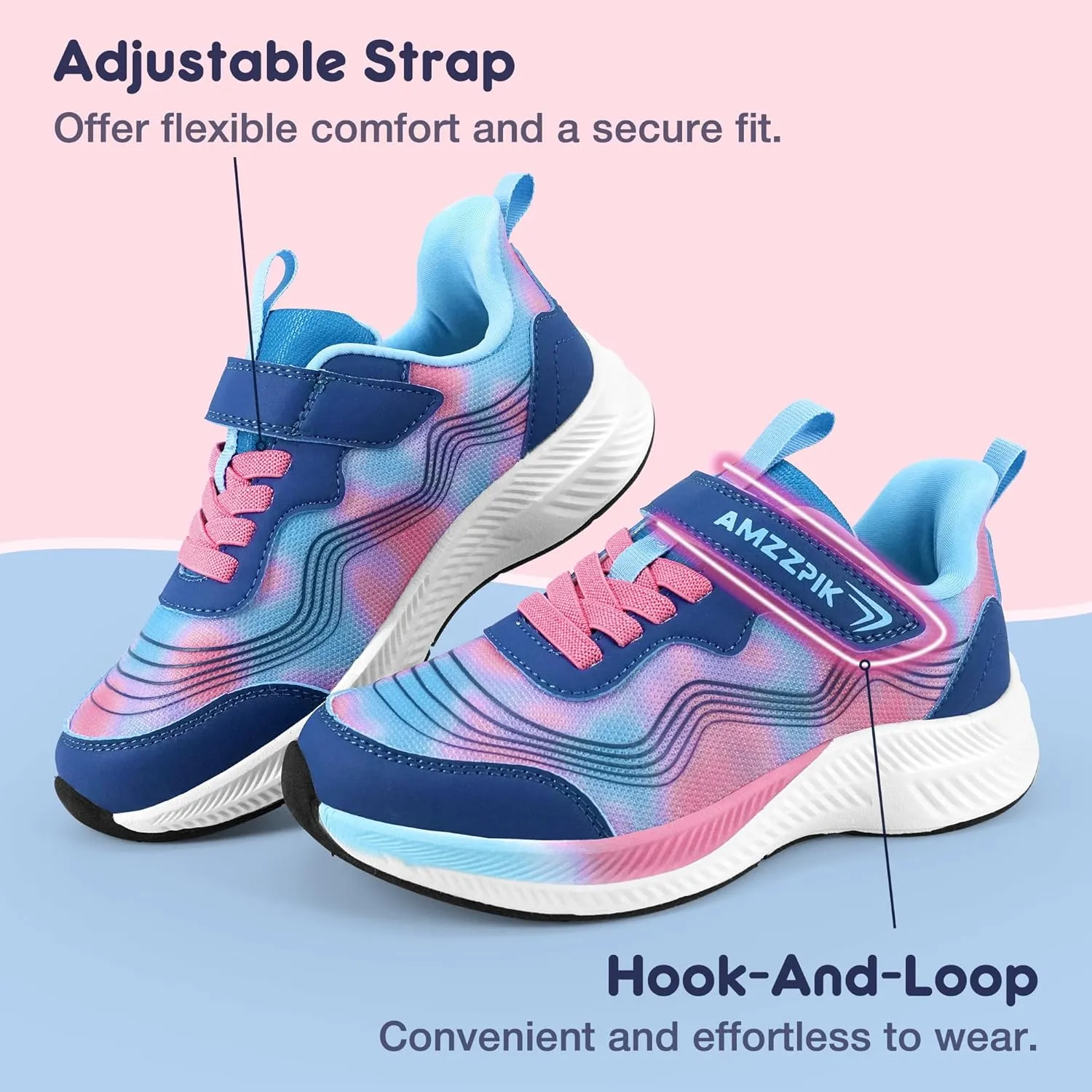 AMZZPIK Boys Girls Tennis Shoes Kids Slip On Sneakers Lightweight Running Walking Sports Shoe for Little Kid/Big Kid
