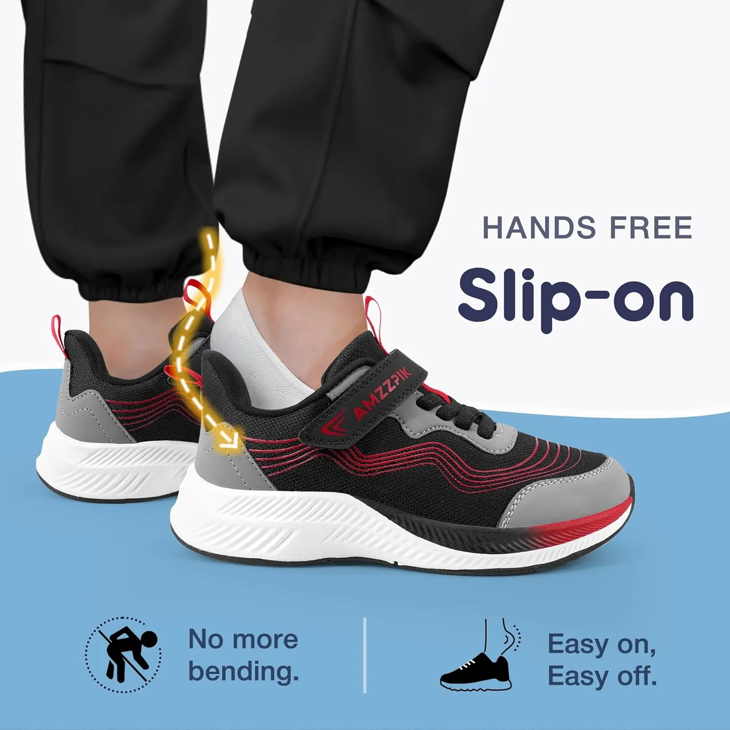 AMZZPIK Boys Girls Tennis Shoes Kids Slip On Sneakers Lightweight Running Walking Sports Shoe for Little Kid/Big Kid