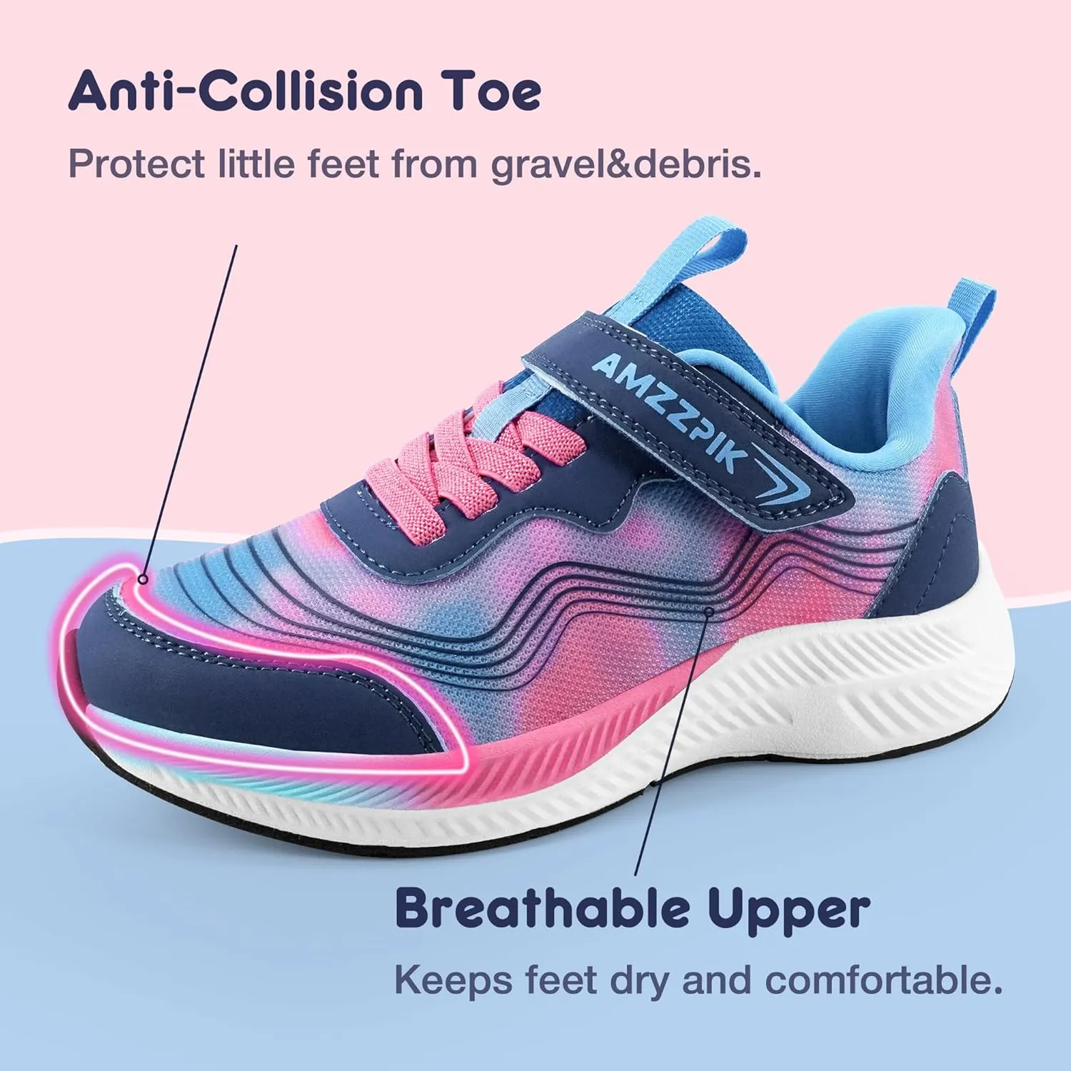 AMZZPIK Boys Girls Tennis Shoes Kids Slip On Sneakers Lightweight Running Walking Sports Shoe for Little Kid/Big Kid