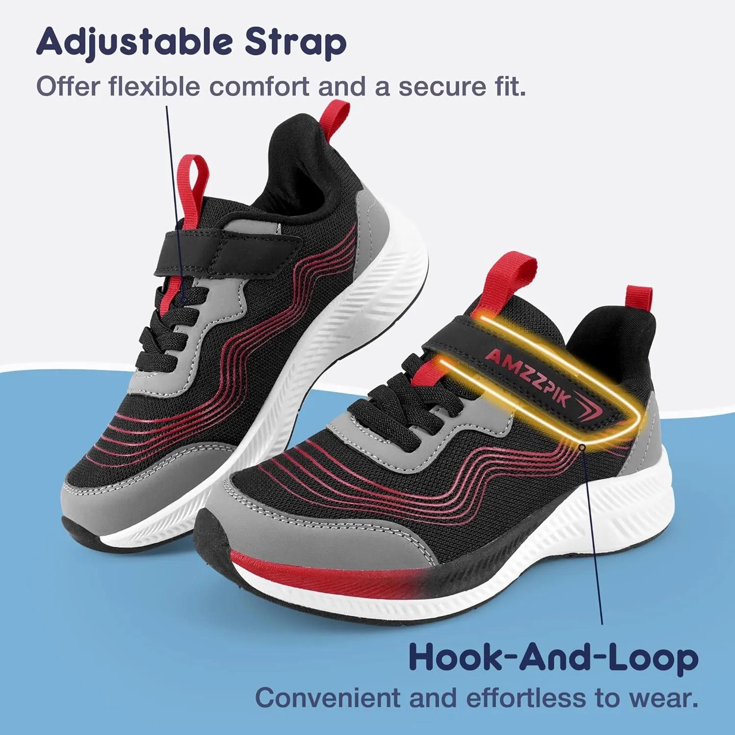 AMZZPIK Boys Girls Tennis Shoes Kids Slip On Sneakers Lightweight Running Walking Sports Shoe for Little Kid/Big Kid