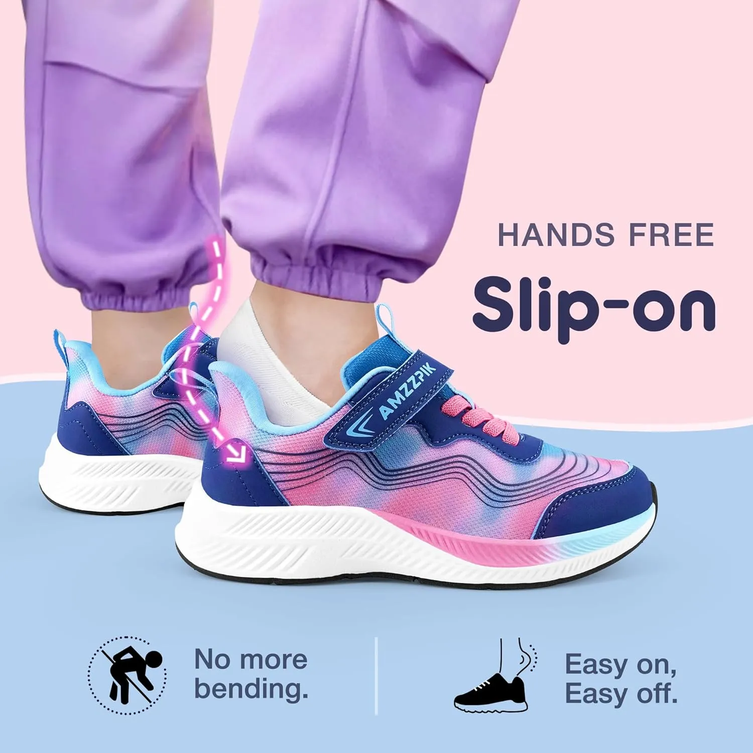 AMZZPIK Boys Girls Tennis Shoes Kids Slip On Sneakers Lightweight Running Walking Sports Shoe for Little Kid/Big Kid