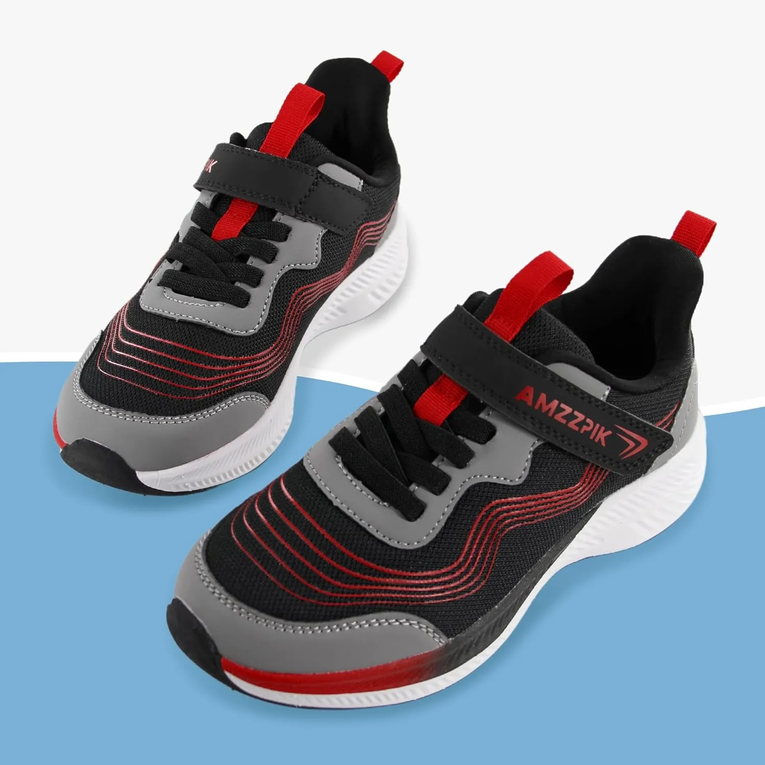 AMZZPIK Boys Girls Tennis Shoes Kids Slip On Sneakers Lightweight Running Walking Sports Shoe for Little Kid/Big Kid