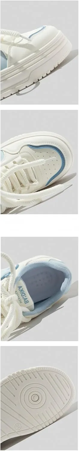 Apple Chunky Sneakers for Women & Girls - Y2K Kawaii Retro Cute Shoes, Comfy Orthopedic Thick Sole White Streetwear for Back to School, Beach Travel, Campus, All-Match Minimalist