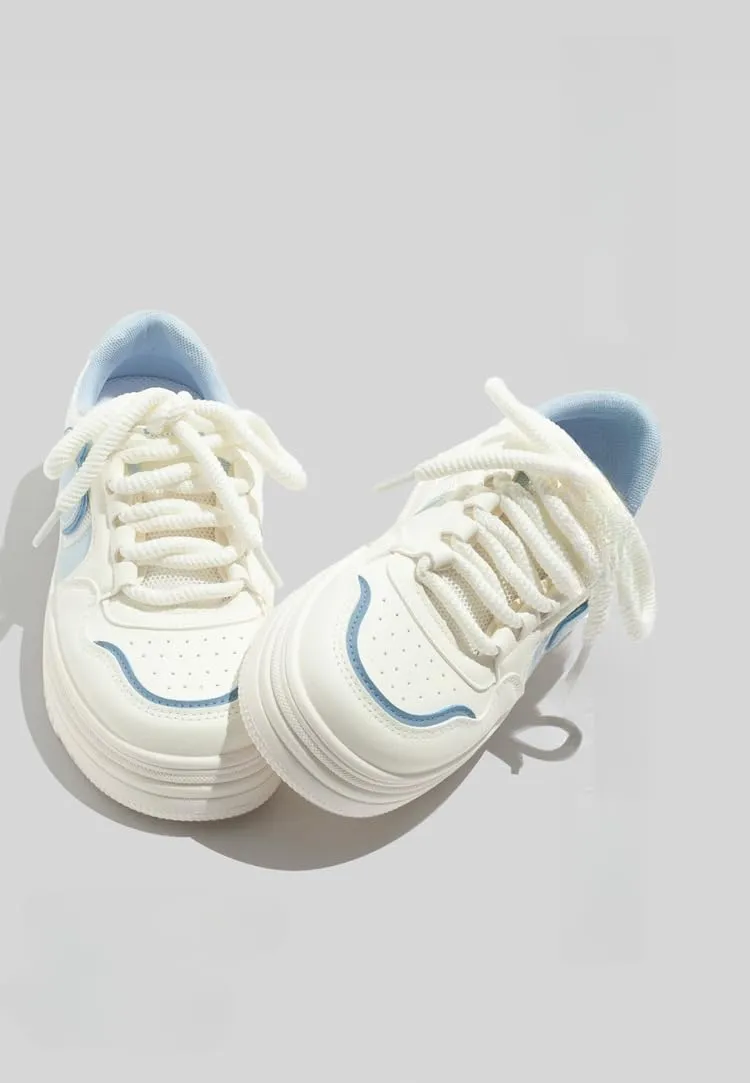 Apple Chunky Sneakers for Women & Girls - Y2K Kawaii Retro Cute Shoes, Comfy Orthopedic Thick Sole White Streetwear for Back to School, Beach Travel, Campus, All-Match Minimalist