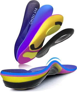 Arch Support Plantar Fasciitis Insoles: Fit Geno Orthotics Inserts for High Arch Pain Relief – Heavy Duty Shoe Inserts for Women & Men 220lbs  – for Work Boots & Sneakers (Women's 8-9 / Men's 6-7)