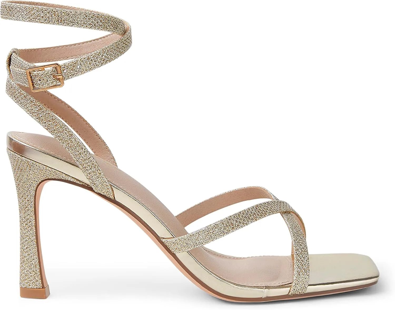 Arromic High Heels for Women Strappy Stilettos Square Open Toe Buckle Ankle Strap Sexy Wedding Dress Heeled Sandals