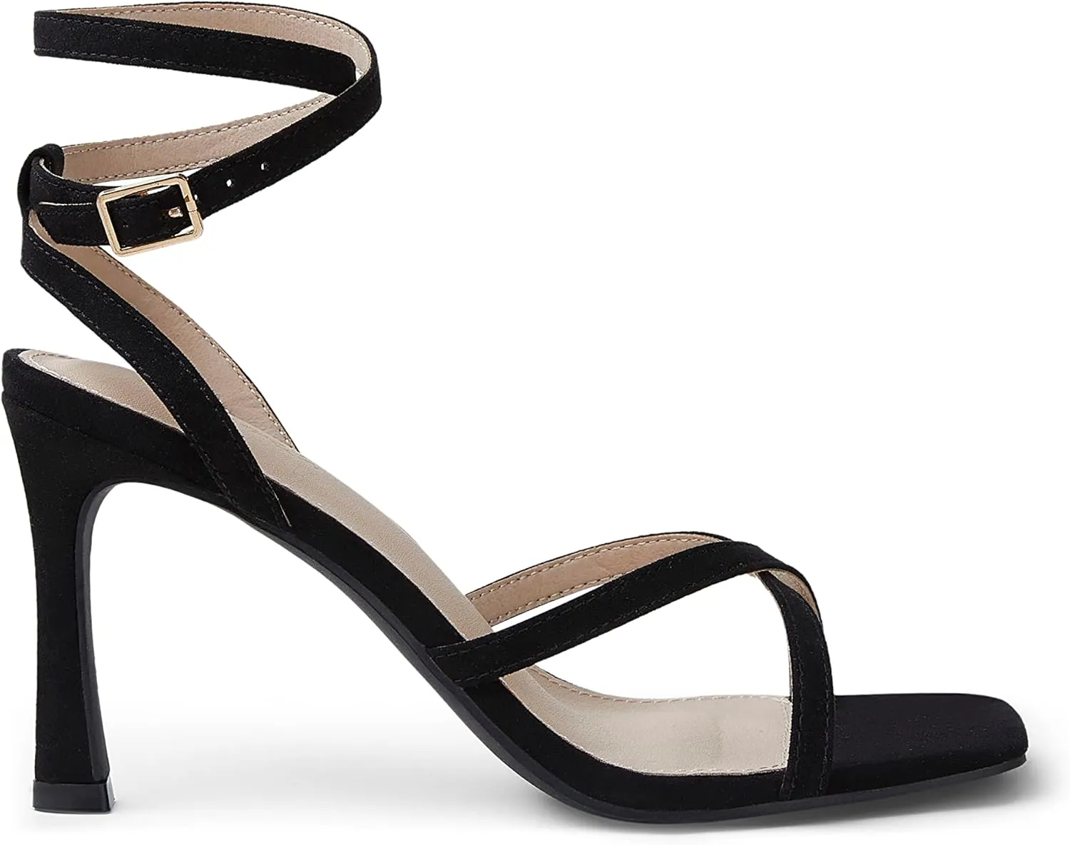 Arromic High Heels for Women Strappy Stilettos Square Open Toe Buckle Ankle Strap Sexy Wedding Dress Heeled Sandals