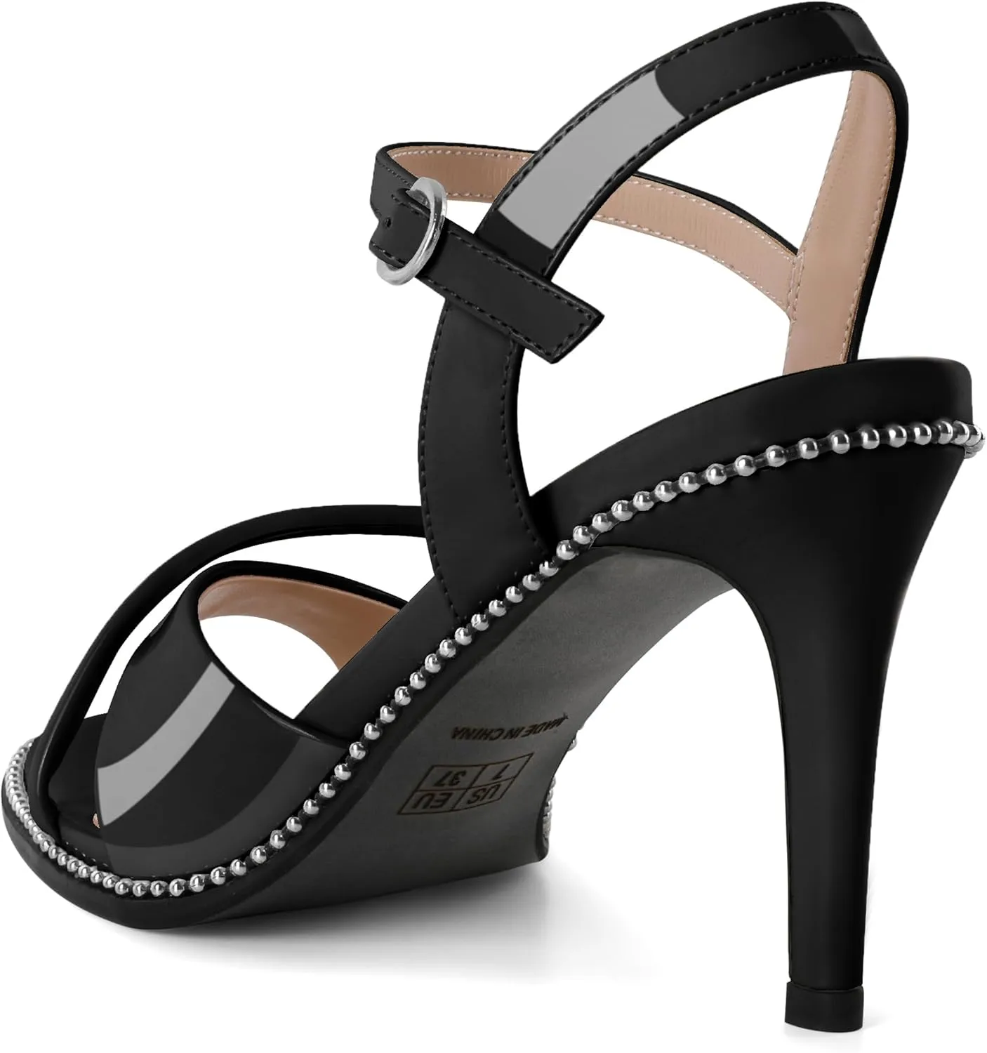 AUMOTED Women Stiletto High Heels Peep Open Toe Sandals Criss Cross Strappy Heels Wedding Office Cute Party Classic 3.1 Inch Summer Heels