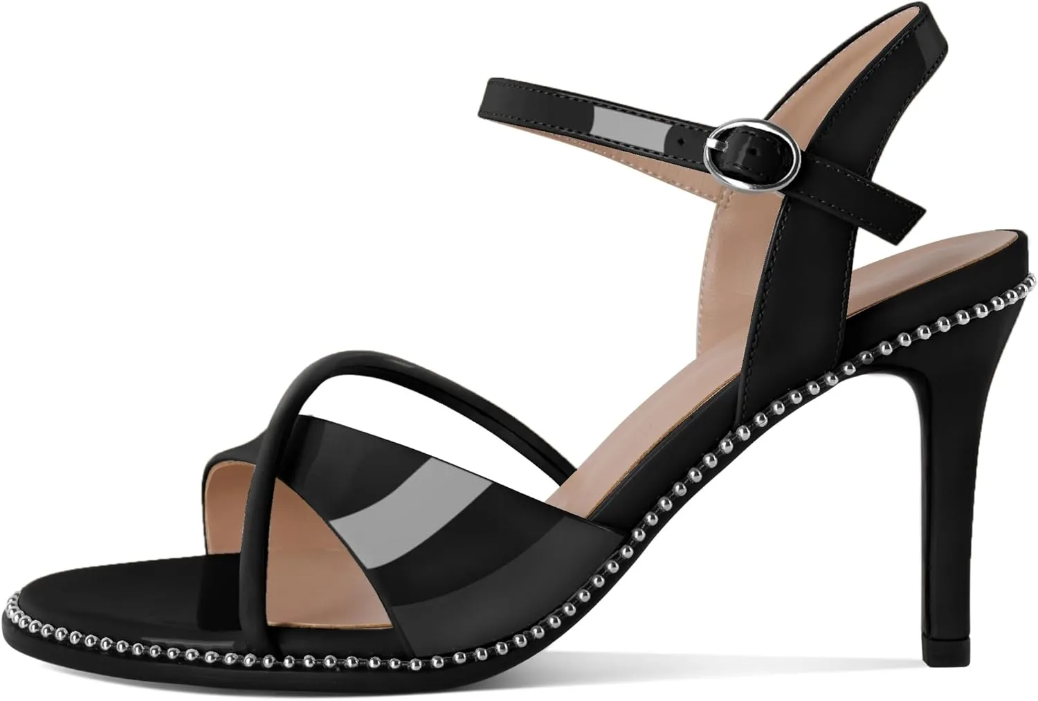 AUMOTED Women Stiletto High Heels Peep Open Toe Sandals Criss Cross Strappy Heels Wedding Office Cute Party Classic 3.1 Inch Summer Heels