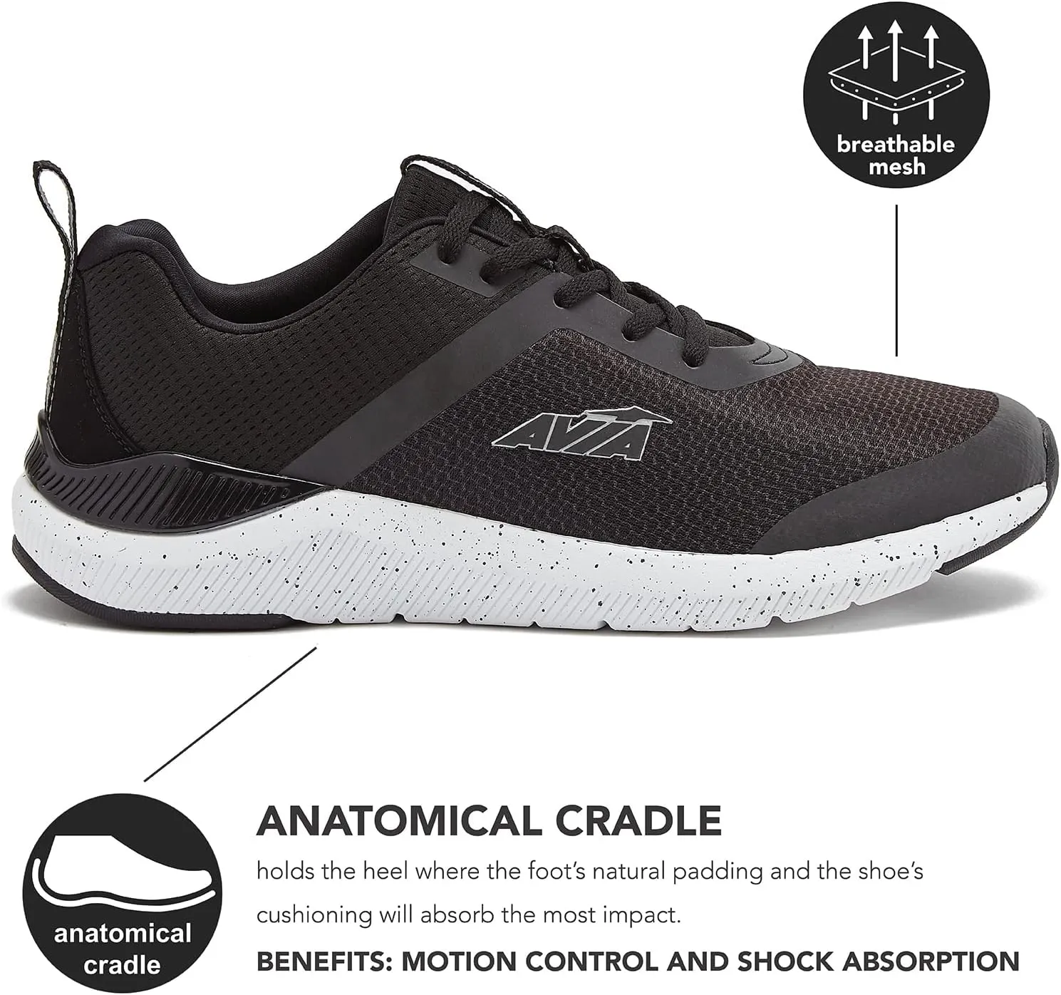 Avia Zoom Men’s Running Shoes with Lightweight Breathable Mesh Upper and Memory Foam