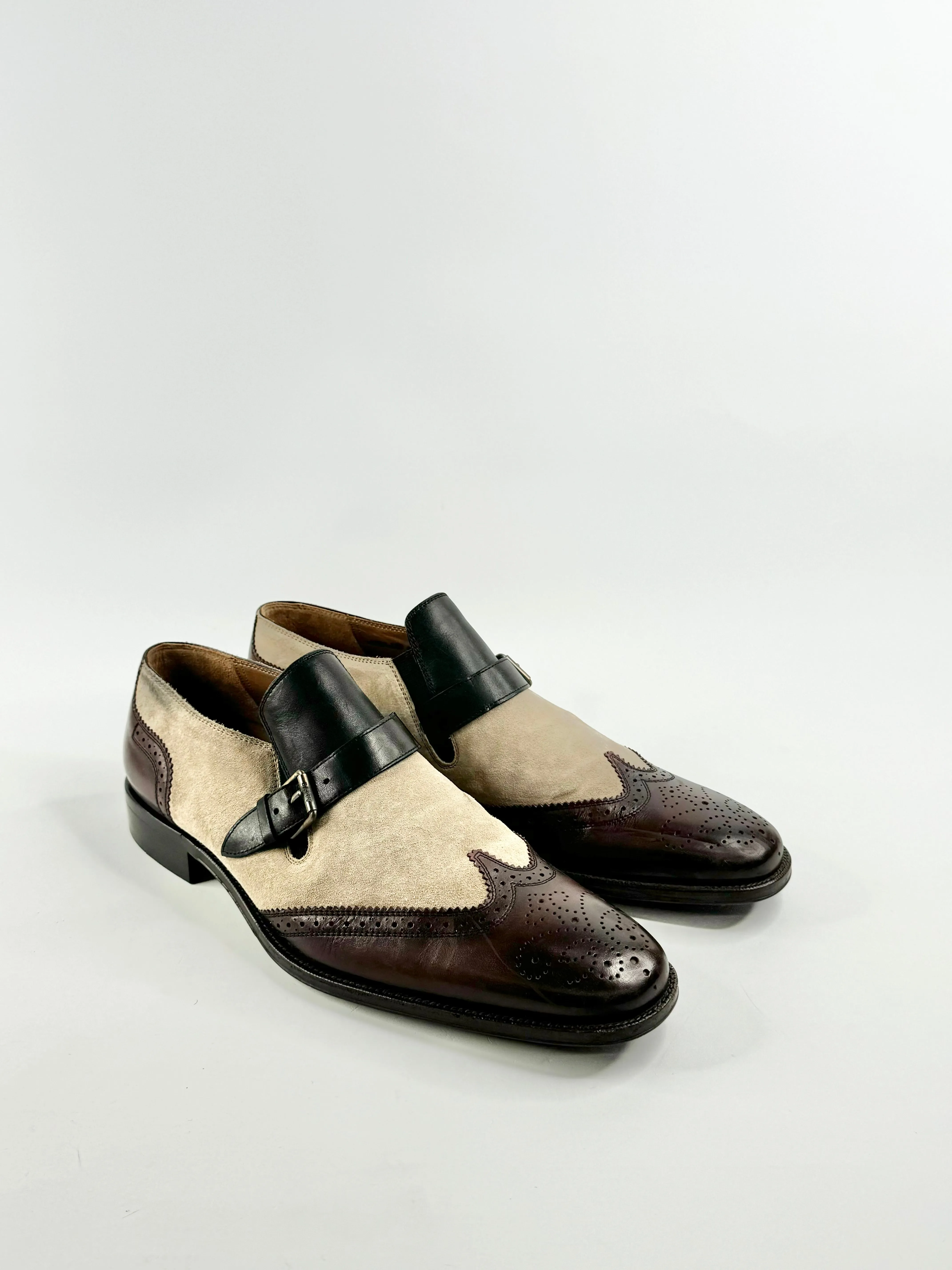 Bally Deep Mahogany & Sand Beige & Leather Brogue Loafers - US11
