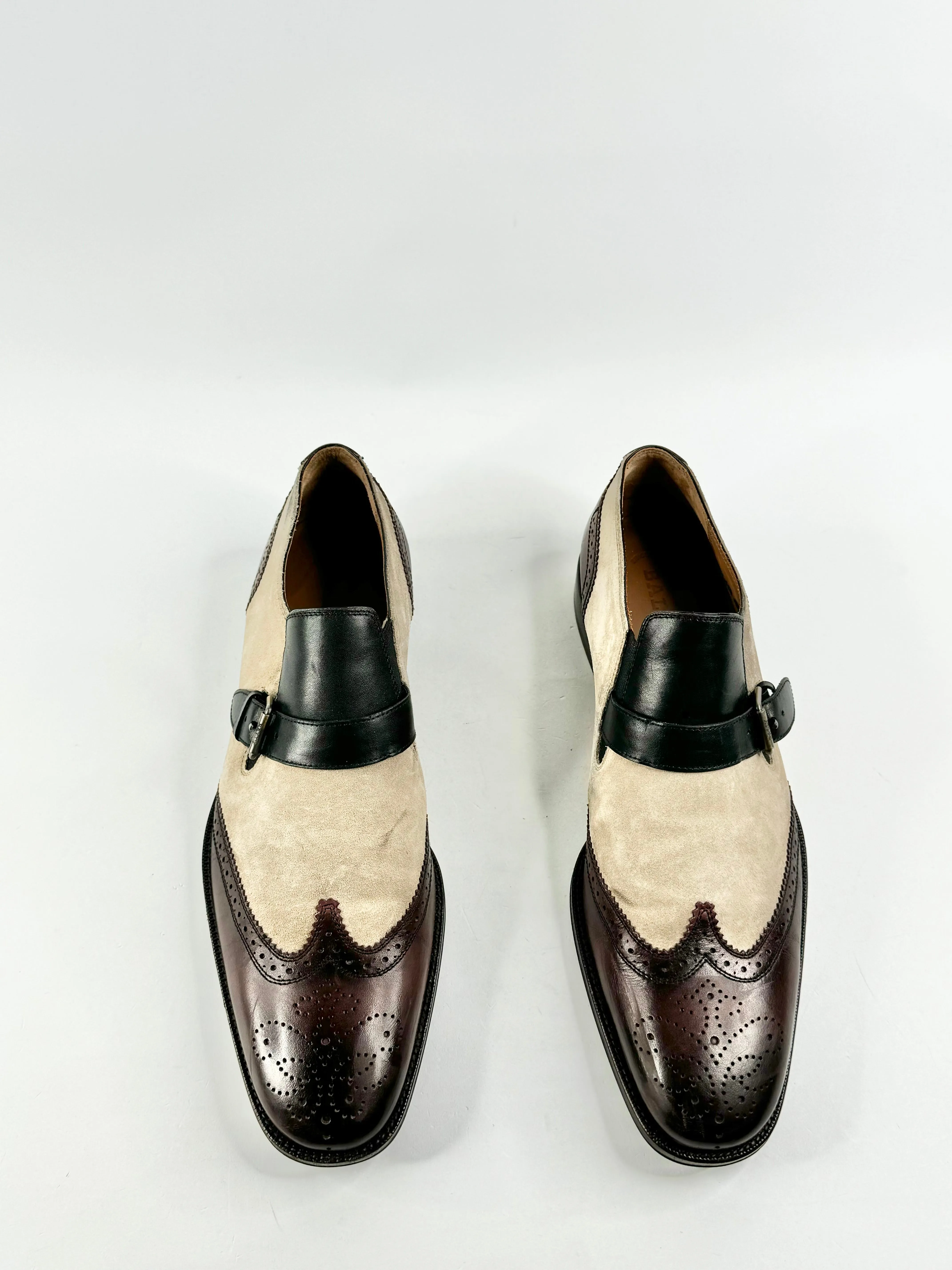 Bally Deep Mahogany & Sand Beige & Leather Brogue Loafers - US11