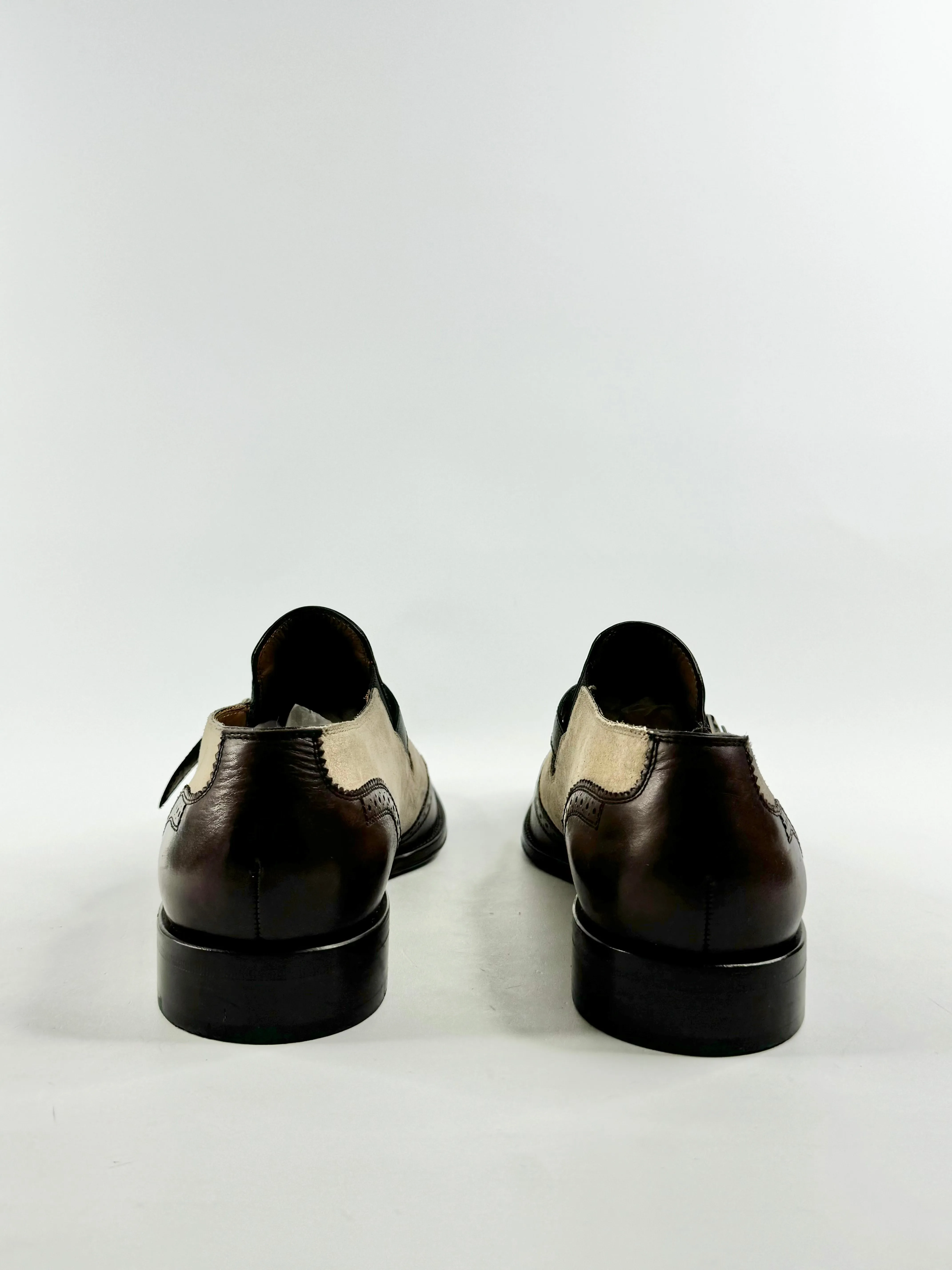 Bally Deep Mahogany & Sand Beige & Leather Brogue Loafers - US11