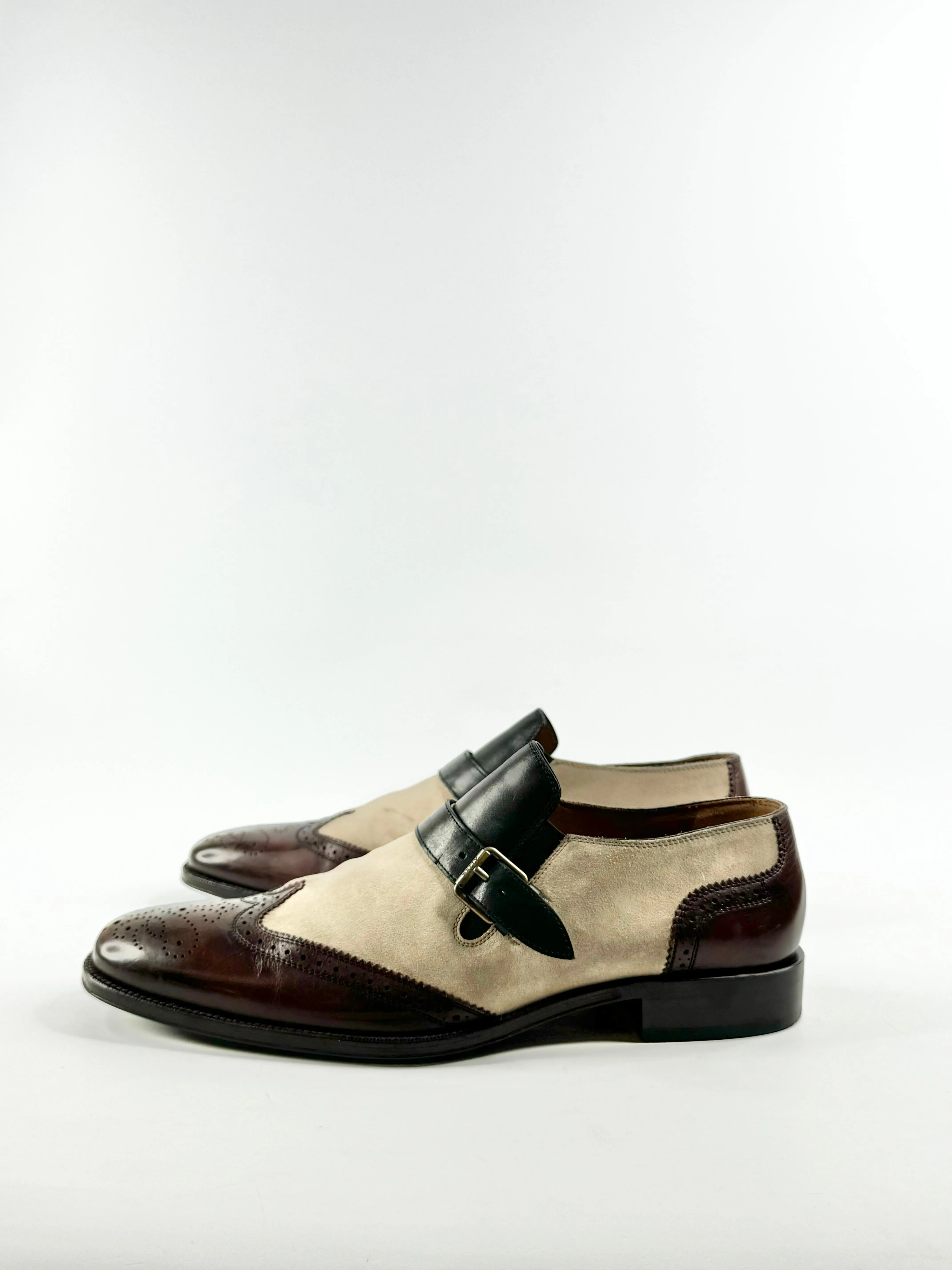 Bally Deep Mahogany & Sand Beige & Leather Brogue Loafers - US11