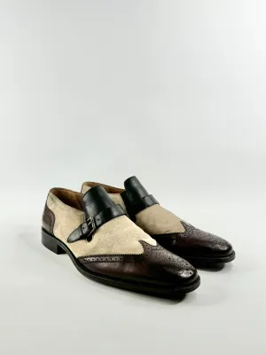 Bally Deep Mahogany & Sand Beige & Leather Brogue Loafers - US11