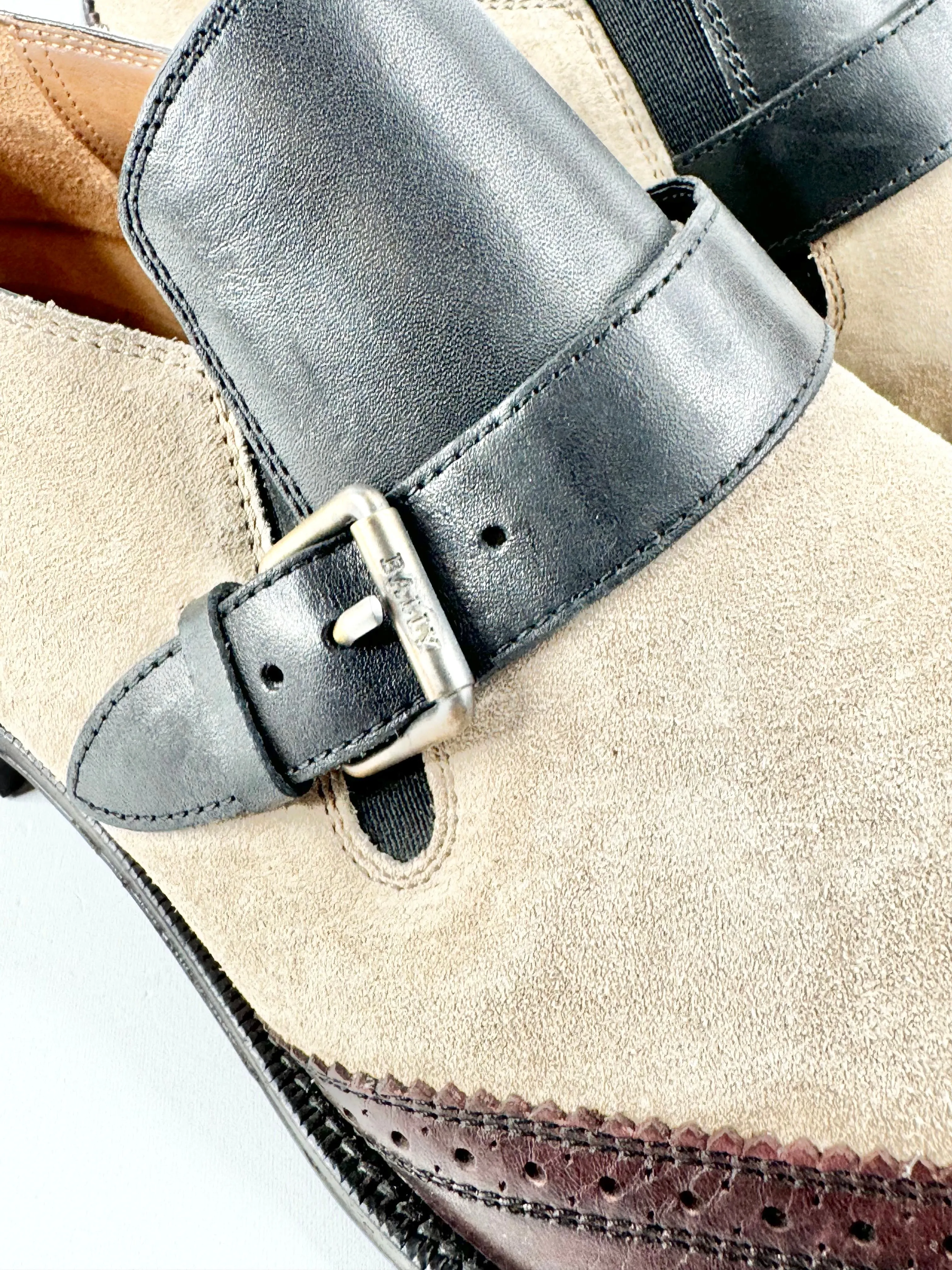 Bally Deep Mahogany & Sand Beige & Leather Brogue Loafers - US11