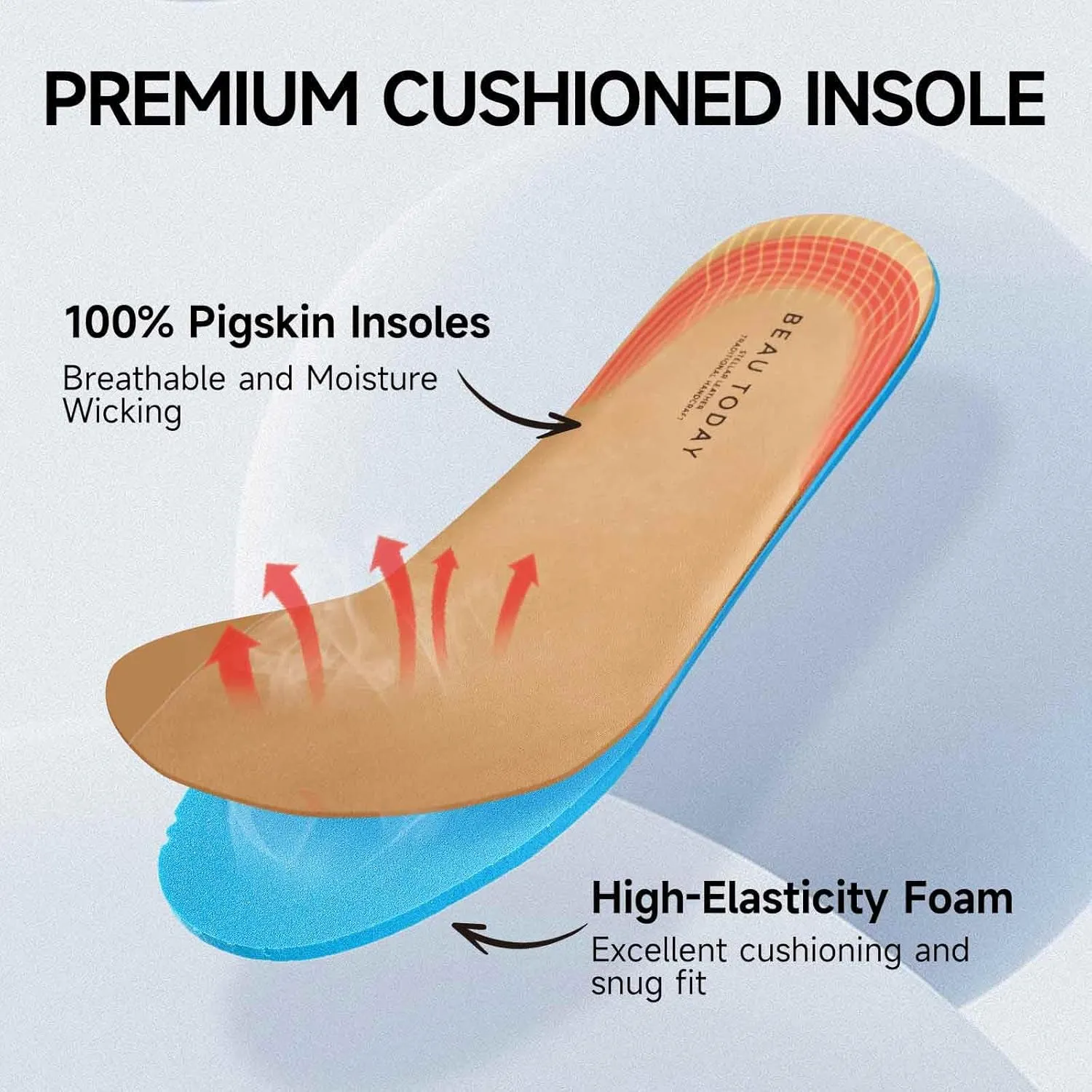 BEAU TODAY Work Flats for Women, Women’s Leather Ballet Flats, Comfortable Slip-on Non-Slip Flight Attendant Shoes, Office Business Casual Round Toe Ladies Dress Shoes