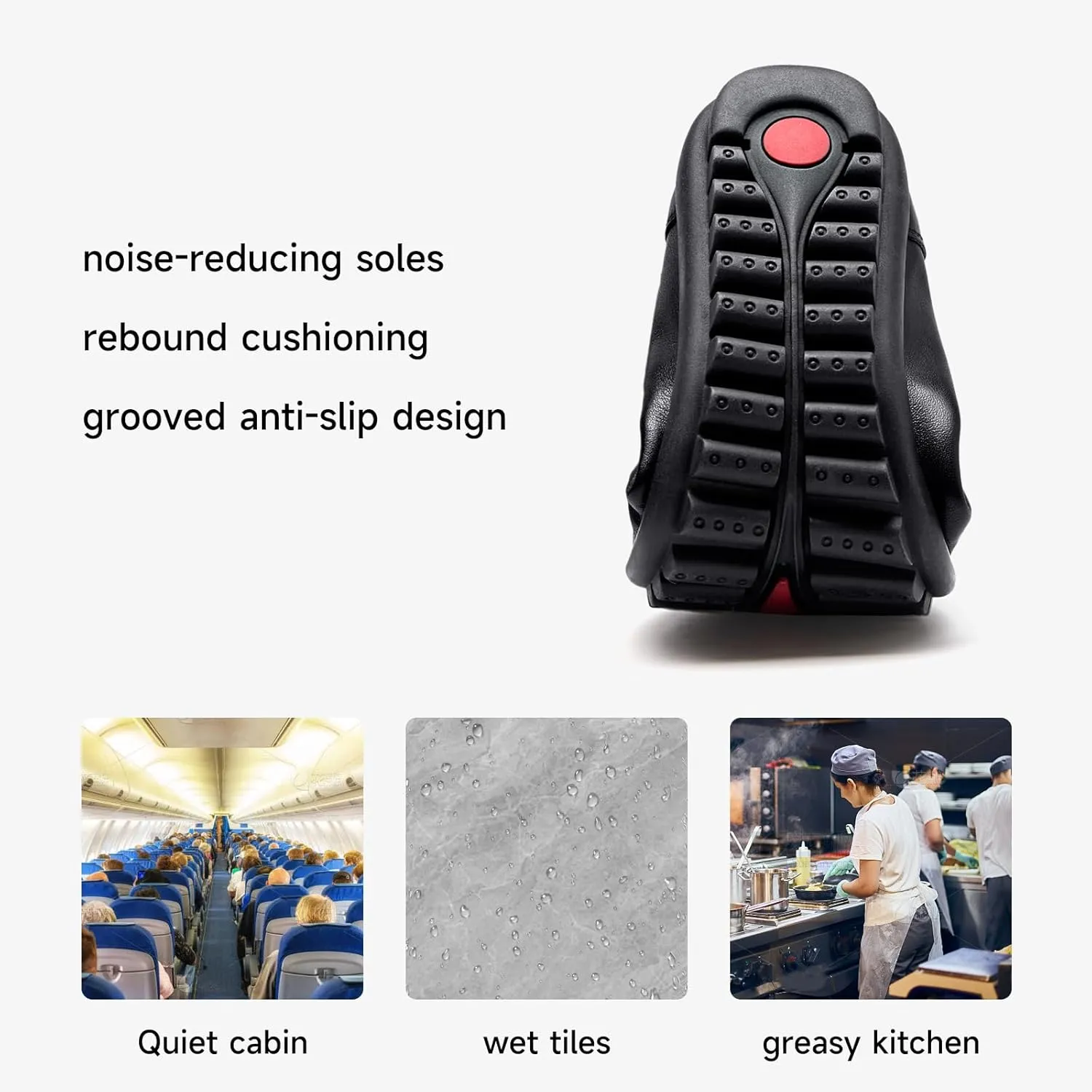 BEAU TODAY Work Flats for Women, Women’s Leather Ballet Flats, Comfortable Slip-on Non-Slip Flight Attendant Shoes, Office Business Casual Round Toe Ladies Dress Shoes