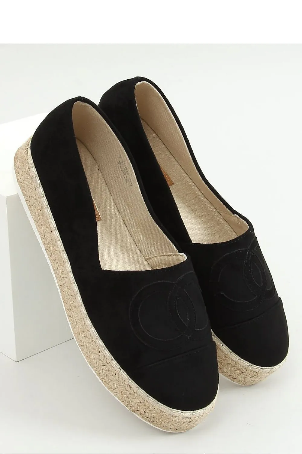 Black Platform Espadrilles with Tonal Moon Stitching