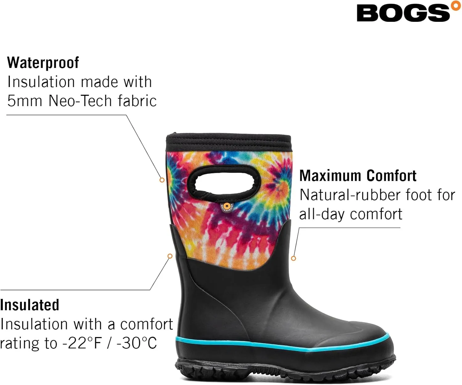 BOGS Grasp Kids Waterproof Insulated All Weather Rain Boots Mud Boots I For Snow, Rain, Winter, Mud and Cold Weather for Toddlers, Girls, Boys, Unisex