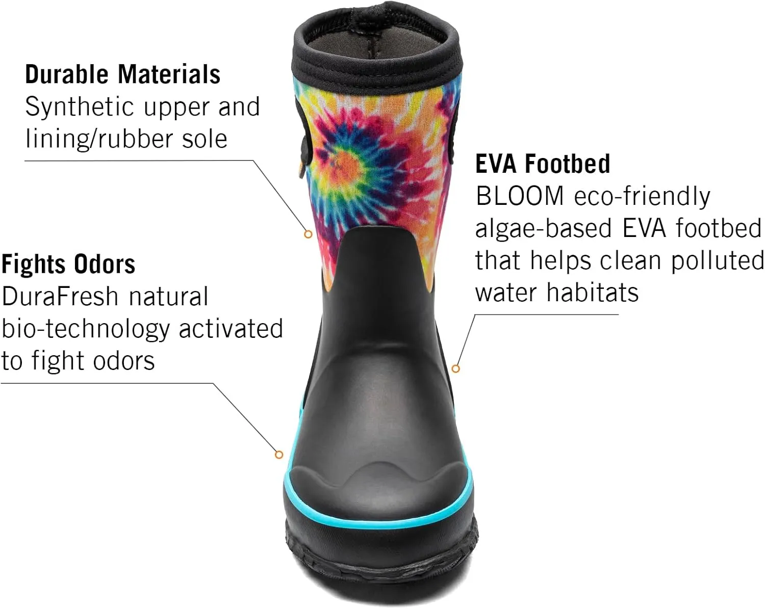 BOGS Grasp Kids Waterproof Insulated All Weather Rain Boots Mud Boots I For Snow, Rain, Winter, Mud and Cold Weather for Toddlers, Girls, Boys, Unisex