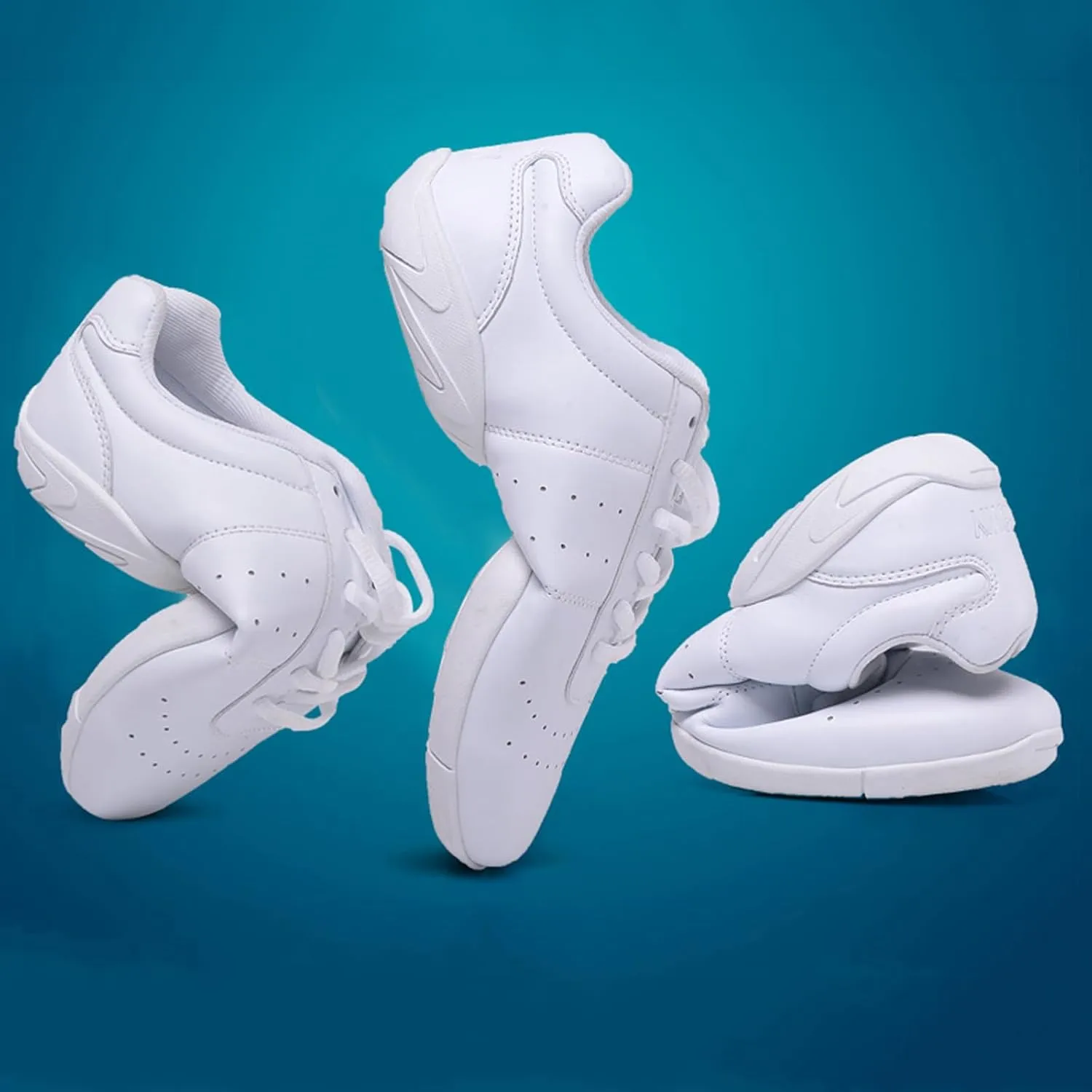 Boys Girls Cheer Shoes Cheerleading School Competition Lace Up Aerobics Gymnastics Wlaking Lightweight Sneakers