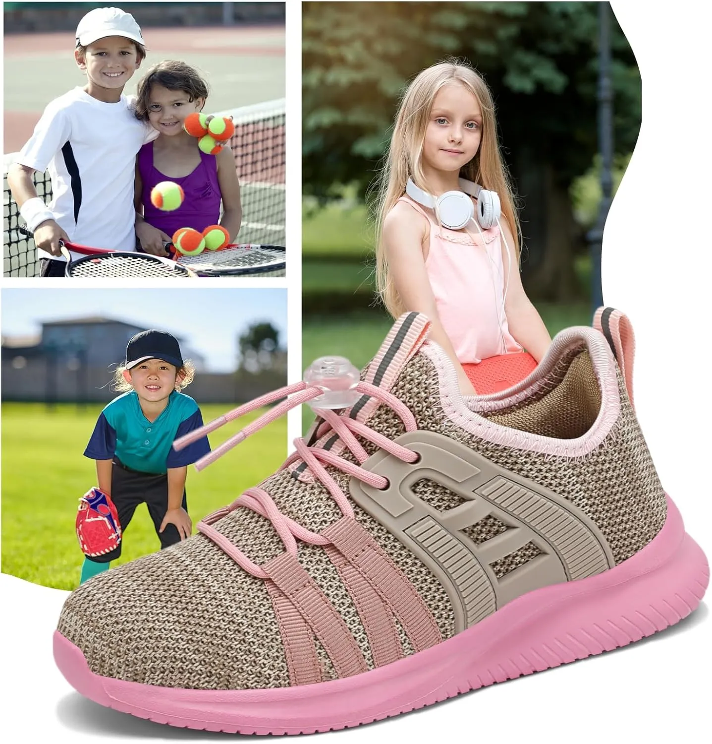 Boys Girls Sneakers Lightweight Kids Tennis Shoes Breathable Running Shoes Comfortable Toddler/Little Kid/Big Kid