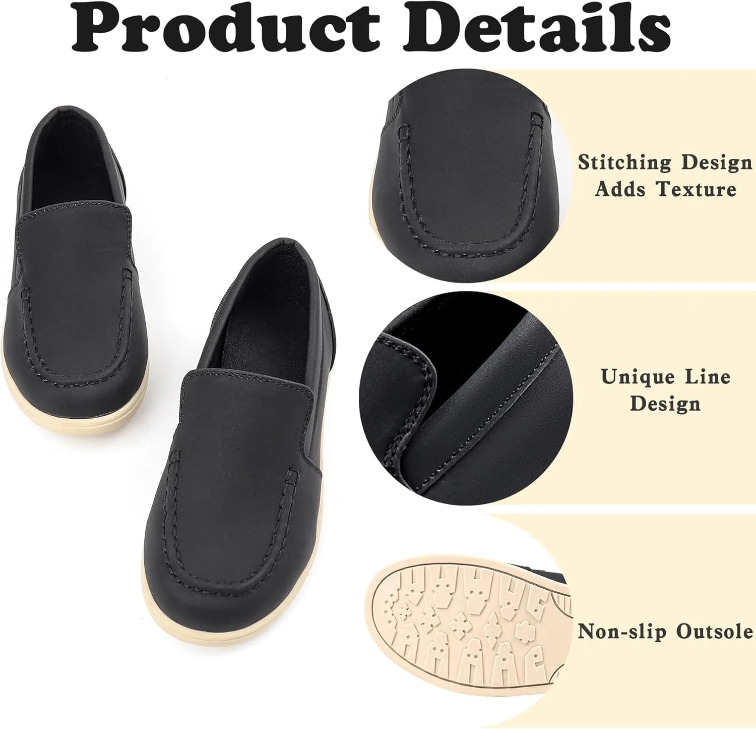 Boys' Loafers, Black Dress Shoes for Boys Lightweight & Comfortable, Non-Slip Sole | Elementary School Student Perfect for Weddings, Church, School Events (Size 1-13 Preadolescent)