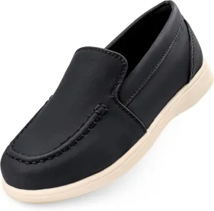 Boys' Loafers, Black Dress Shoes for Boys Lightweight & Comfortable, Non-Slip Sole | Elementary School Student Perfect for Weddings, Church, School Events (Size 1-13 Preadolescent)