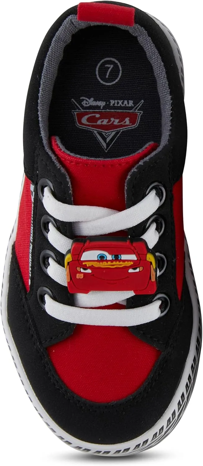 Boys Toddler Cars Low Top Sneaker - Lightning McQueen Shoes - Lightning McQueen, Mater, Doc Hudson, and Sally Lace Up Low Top Sneaker