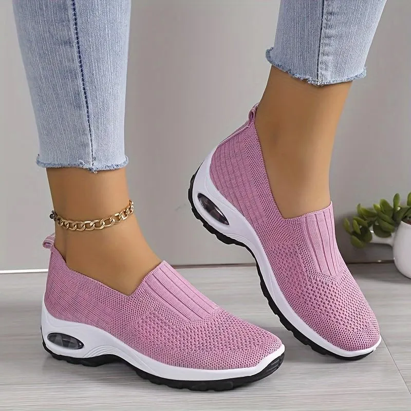 Breathable Women's Casual Sneakers with Soft Sole and Air Cushion Platform for Comfortable Walking