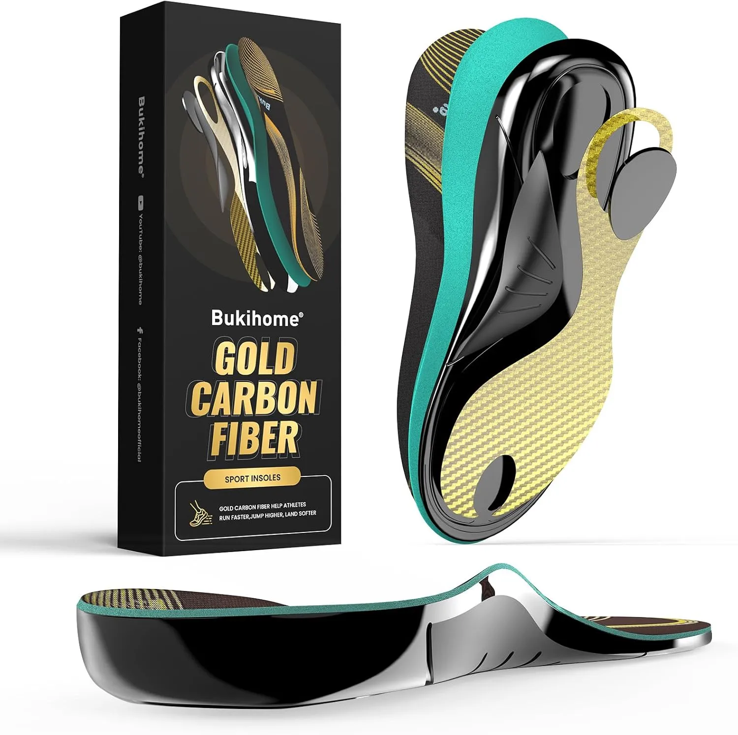 Bukihome Aerospace-Grade Carbon Fiber Insoles - Sports & Daily Use - Lightweight Arch Support - Energy Return - Injury Prevention - Trim-to-Fit Design - Durable for 24 Months - 2XL