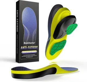 Bukihome Work Boot Insoles & Inserts - High Arch Support Insoles for Standing All Day - Orthotic Insoles - Heel Cups & Shoe Inserts for Plantar Fasciitis, Flat Feet-S-M: 6.5-7 | W: 7.5-8