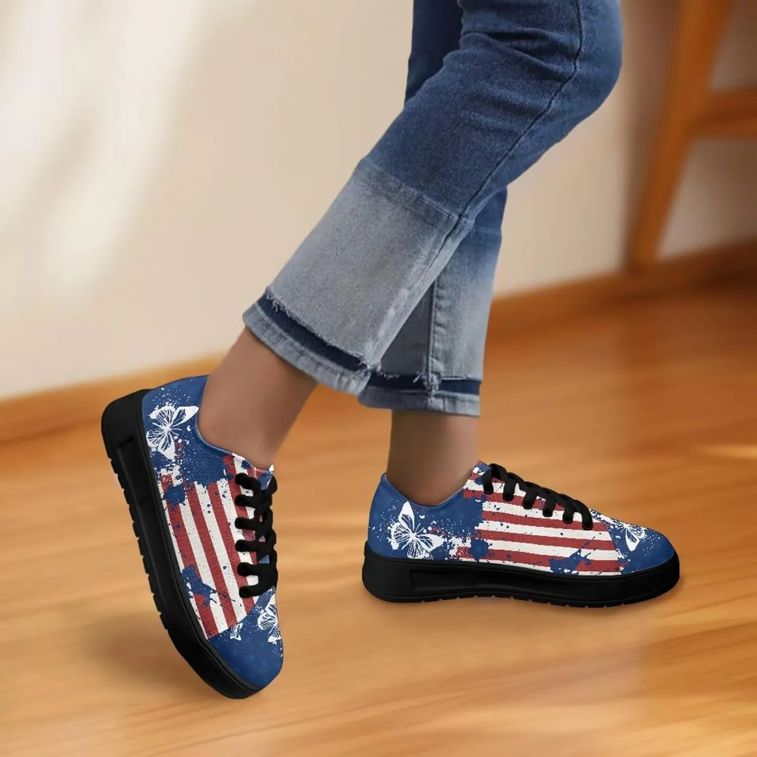 Canvas Shoes Lace-Up Low Top Sneakers Womens Fashion Casual Shoes Walking Comfortable Platform Canvas Sneakers