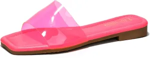Cape Robbin Women's Sheer Transparent Sandals - Slip-On Mules with Nude Tones (Mariah)