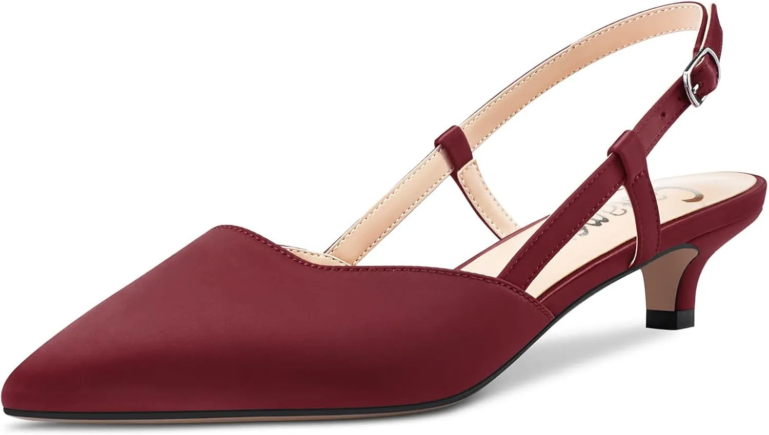 Castamere Low Kitten Heel Pointed Toe Pumps Women Slingback Slip-on Sandals Wedding Office Party Dress 1.4 Inches Heels