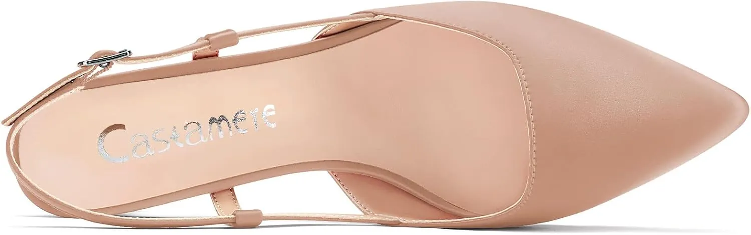 Castamere Low Kitten Heel Pointed Toe Pumps Women Slingback Slip-on Sandals Wedding Office Party Dress 1.4 Inches Heels