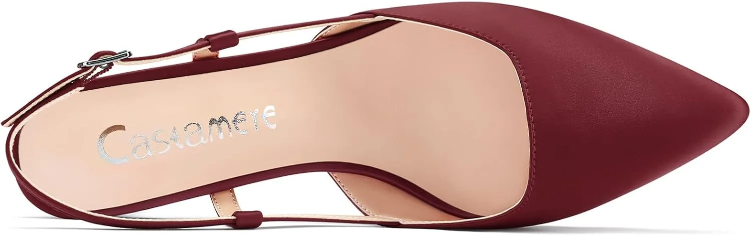 Castamere Low Kitten Heel Pointed Toe Pumps Women Slingback Slip-on Sandals Wedding Office Party Dress 1.4 Inches Heels