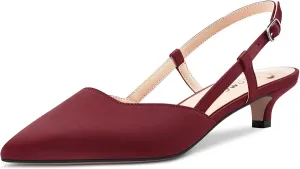 Castamere Low Kitten Heel Pointed Toe Pumps Women Slingback Slip-on Sandals Wedding Office Party Dress 1.4 Inches Heels