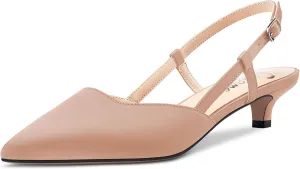 Castamere Low Kitten Heel Pointed Toe Pumps Women Slingback Slip-on Sandals Wedding Office Party Dress 1.4 Inches Heels
