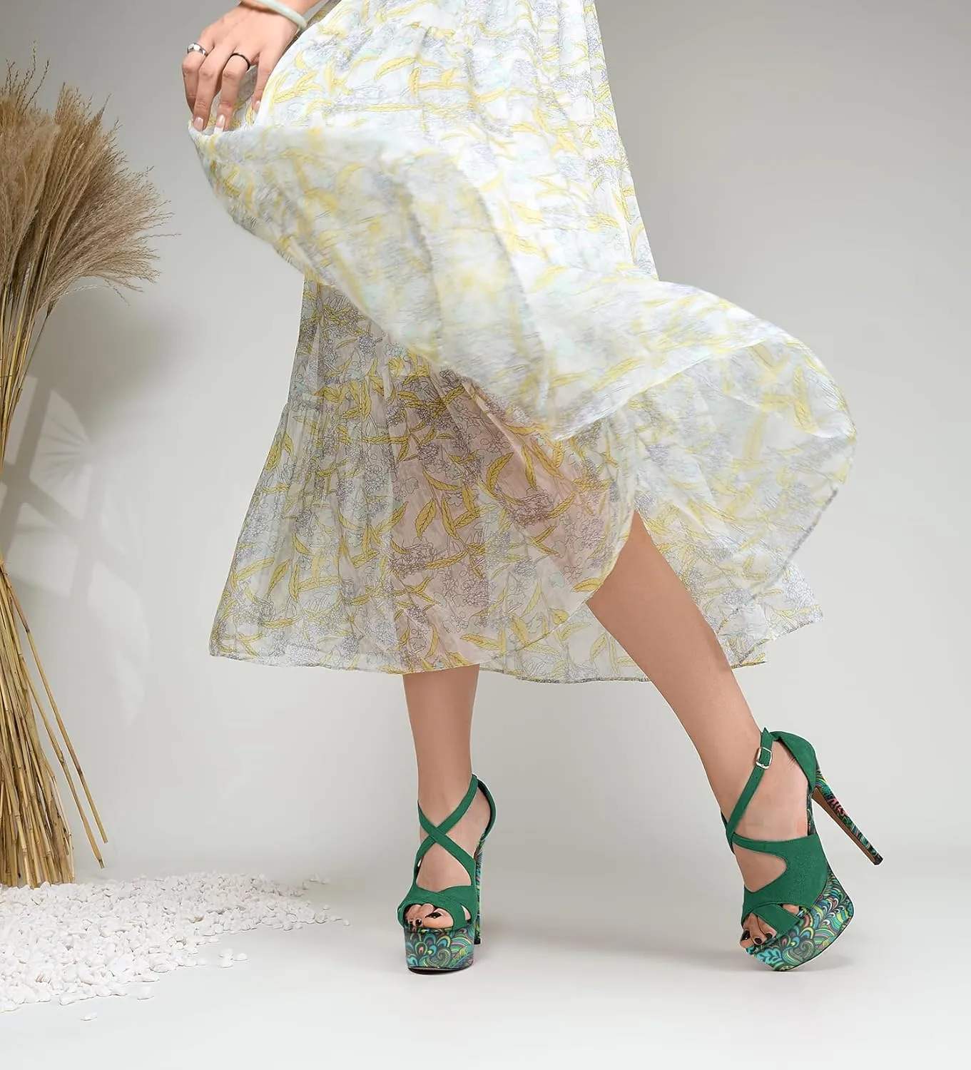 Castamere Peep Open Toe Platform High Stiletto Heel Patchwork Cross-Strap Two-Piece Sandals Sexy Dress 5.9 Inches Heels